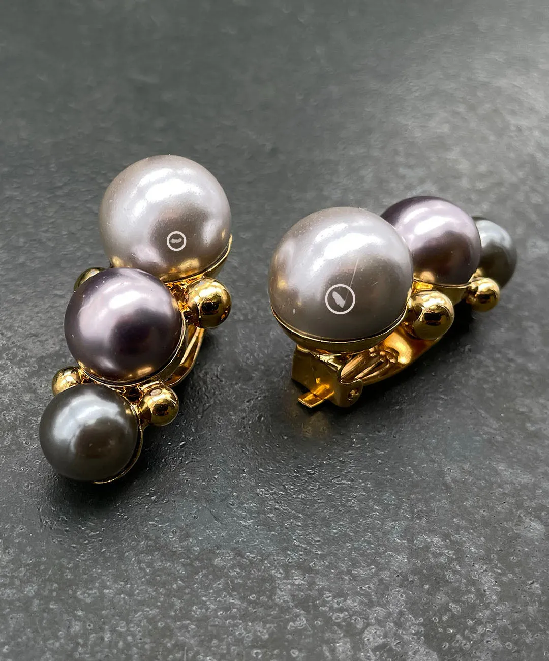 【ドイツ買付】ヴィンテージ SEIBOTH グレー パール イヤリング/Vintage SEIBOTH Gray Pearl Clip On Earrings