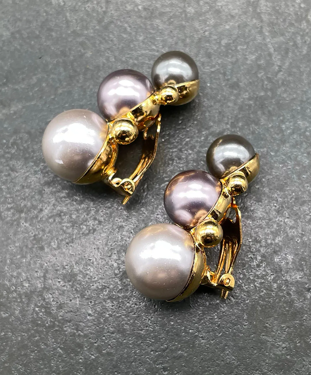 【ドイツ買付】ヴィンテージ SEIBOTH グレー パール イヤリング/Vintage SEIBOTH Gray Pearl Clip On Earrings