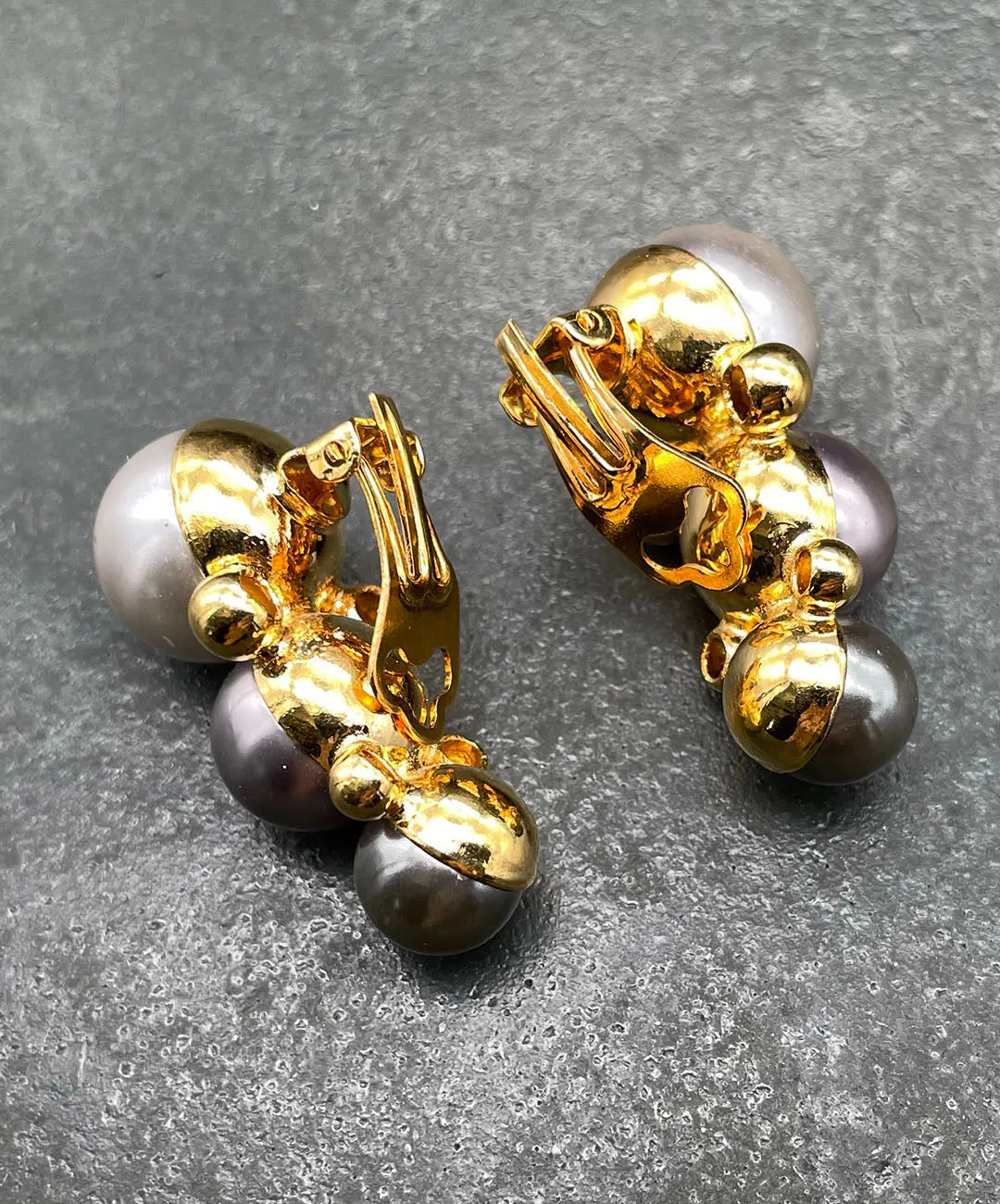 【ドイツ買付】ヴィンテージ SEIBOTH グレー パール イヤリング/Vintage SEIBOTH Gray Pearl Clip On Earrings