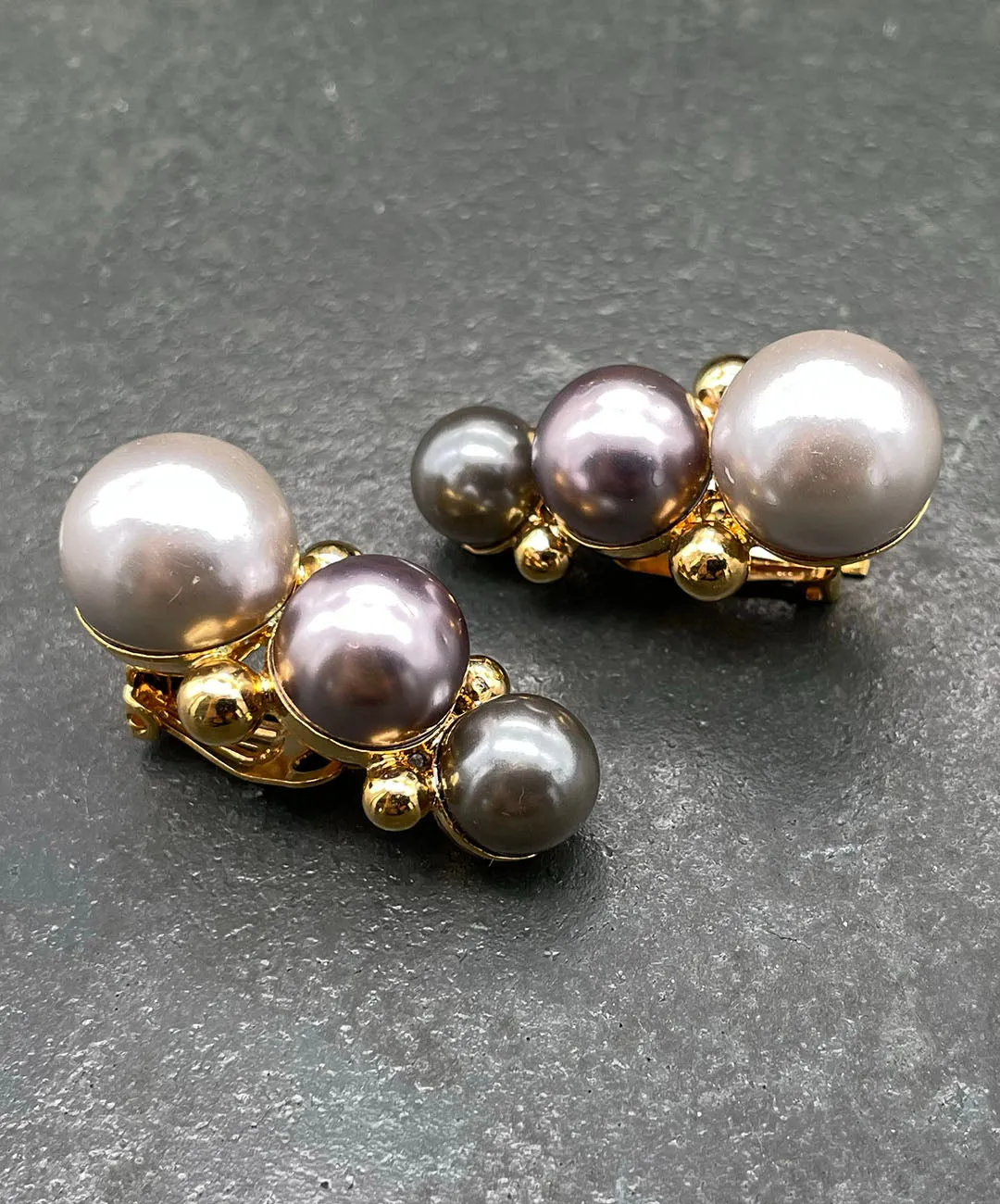 【ドイツ買付】ヴィンテージ SEIBOTH グレー パール イヤリング/Vintage SEIBOTH Gray Pearl Clip On Earrings