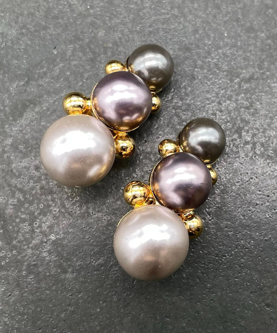 【ドイツ買付】ヴィンテージ SEIBOTH グレー パール イヤリング/Vintage SEIBOTH Gray Pearl Clip On Earrings