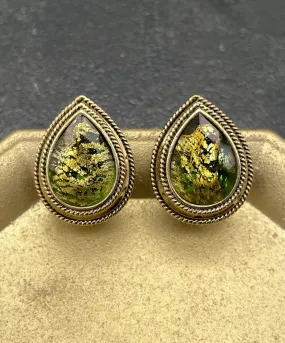 【ドイツ買付】ヴィンテージ SEIBOTH フォイルガラス イヤリング/Vintage SEIBOTH Foil Glass Clip On Earrings