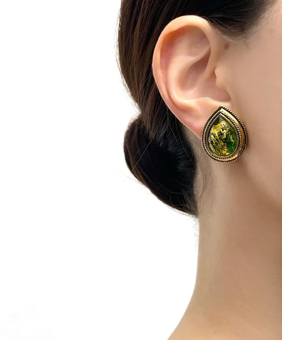 【ドイツ買付】ヴィンテージ SEIBOTH フォイルガラス イヤリング/Vintage SEIBOTH Foil Glass Clip On Earrings