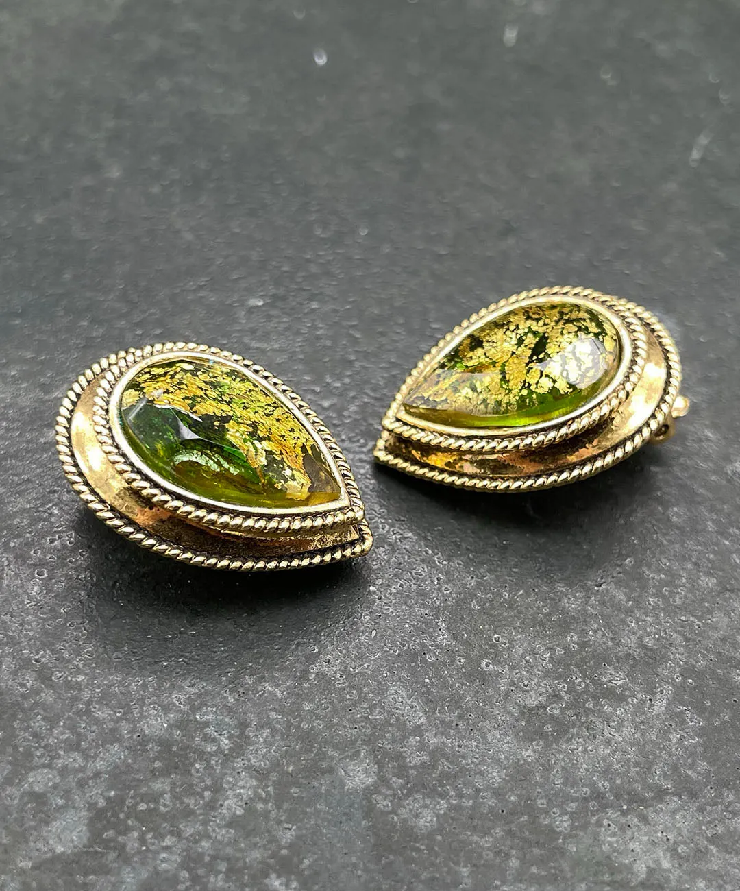 【ドイツ買付】ヴィンテージ SEIBOTH フォイルガラス イヤリング/Vintage SEIBOTH Foil Glass Clip On Earrings