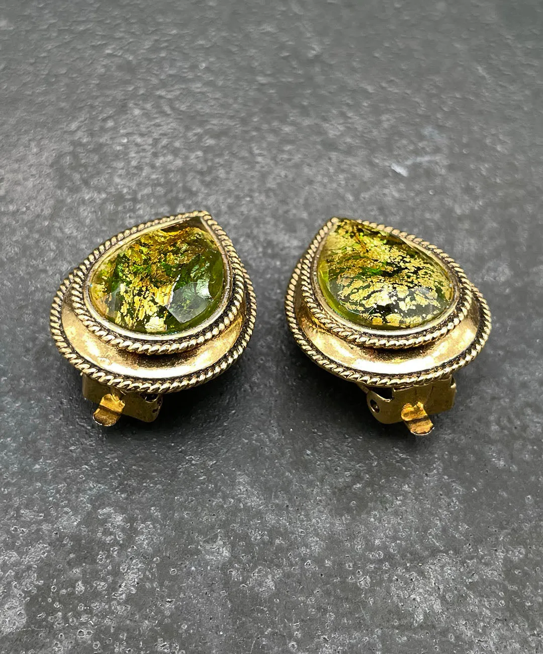 【ドイツ買付】ヴィンテージ SEIBOTH フォイルガラス イヤリング/Vintage SEIBOTH Foil Glass Clip On Earrings