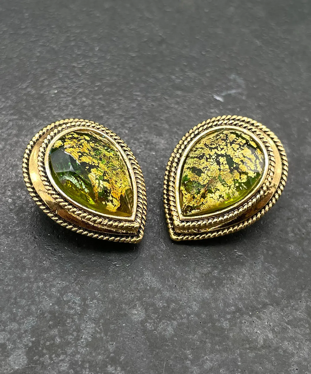 【ドイツ買付】ヴィンテージ SEIBOTH フォイルガラス イヤリング/Vintage SEIBOTH Foil Glass Clip On Earrings