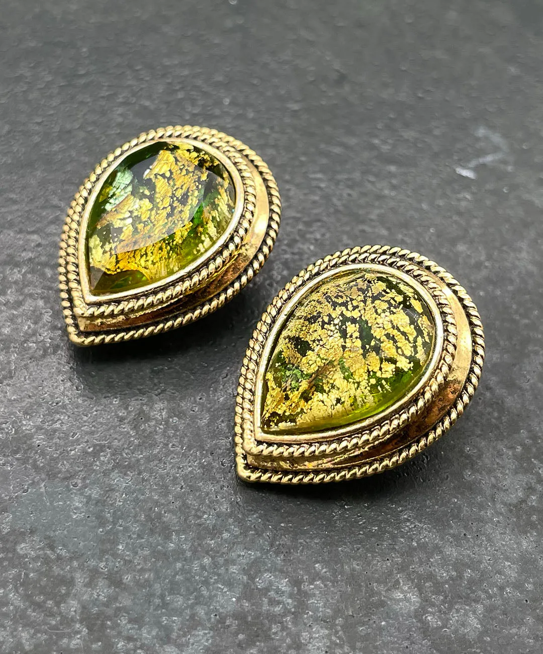 【ドイツ買付】ヴィンテージ SEIBOTH フォイルガラス イヤリング/Vintage SEIBOTH Foil Glass Clip On Earrings