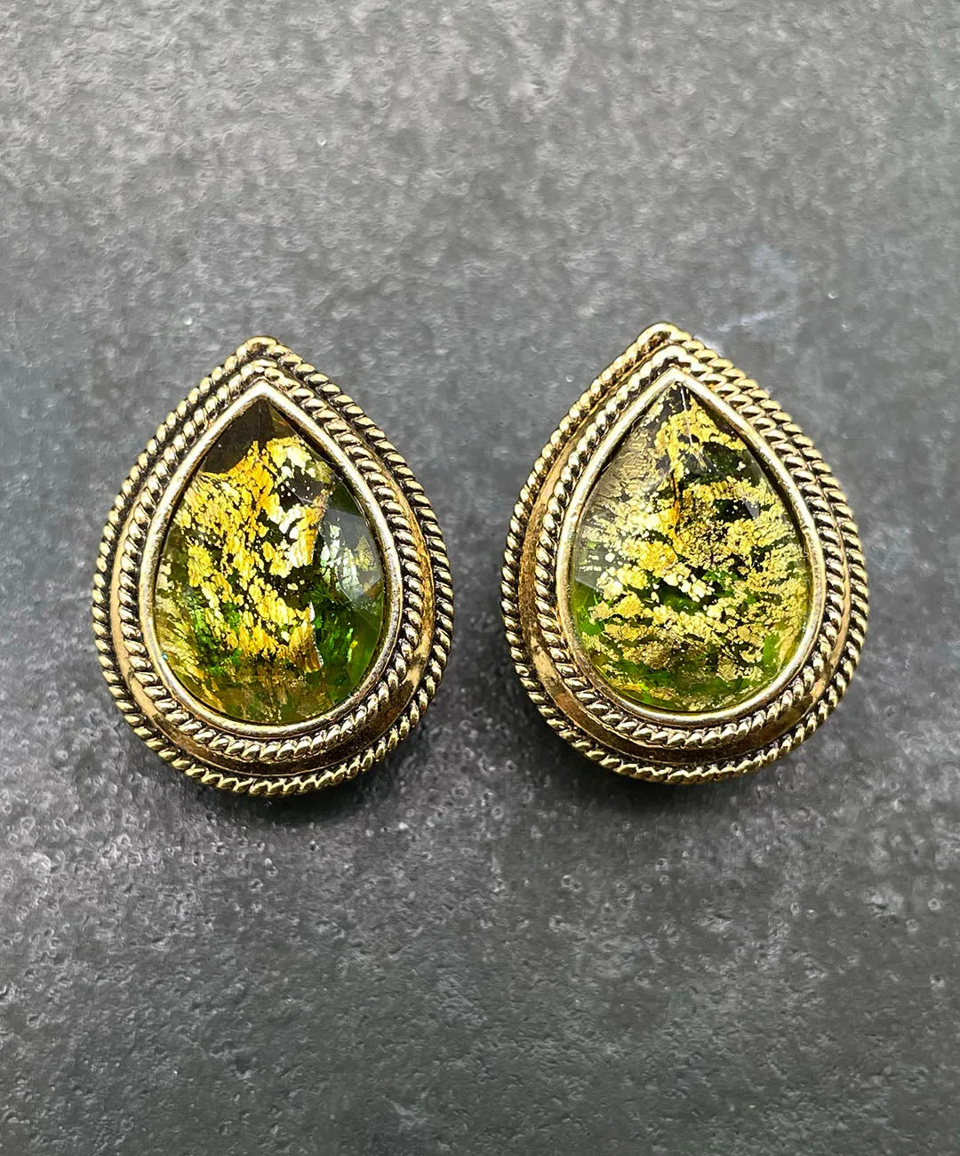 【ドイツ買付】ヴィンテージ SEIBOTH フォイルガラス イヤリング/Vintage SEIBOTH Foil Glass Clip On Earrings