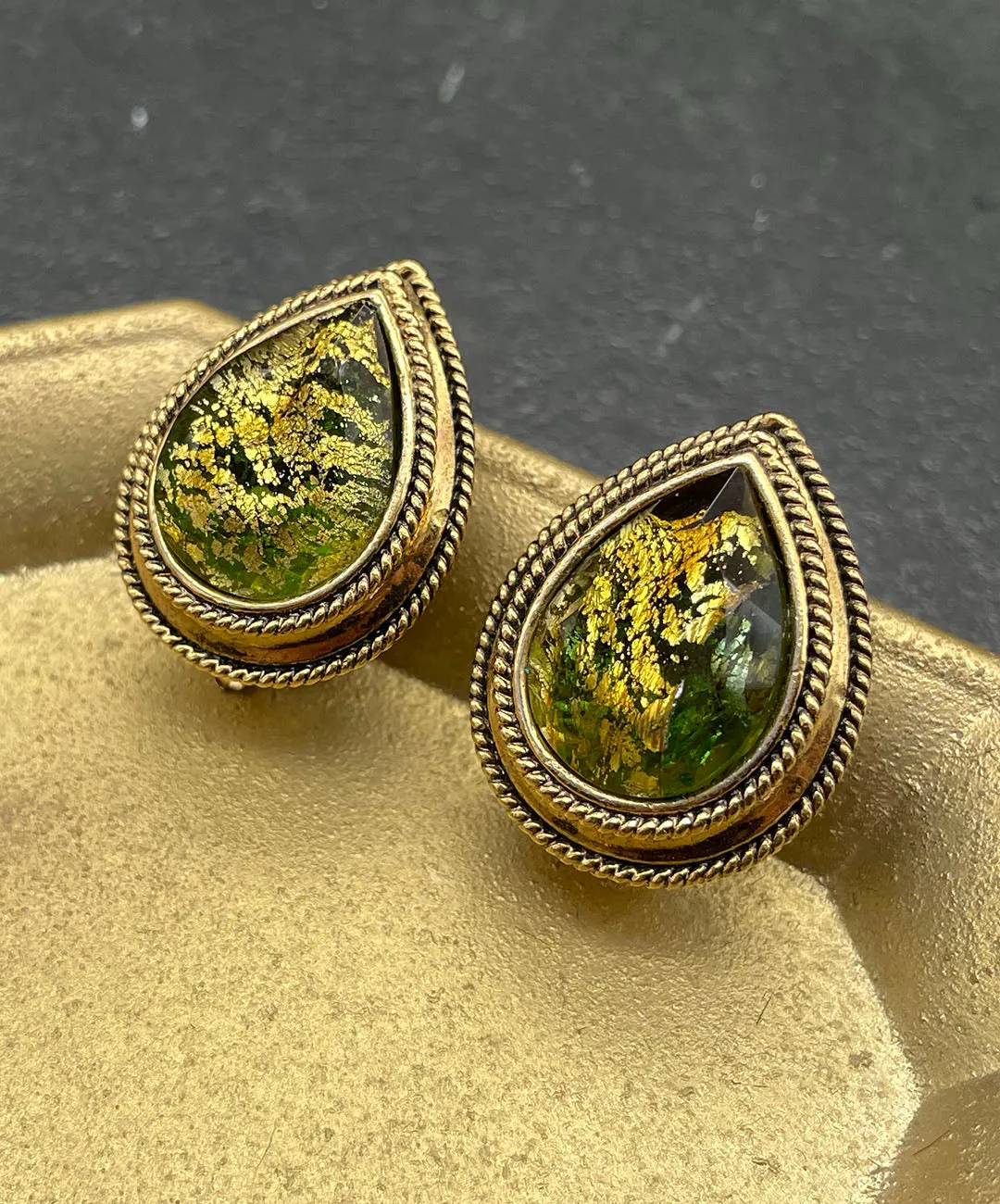 【ドイツ買付】ヴィンテージ SEIBOTH フォイルガラス イヤリング/Vintage SEIBOTH Foil Glass Clip On Earrings