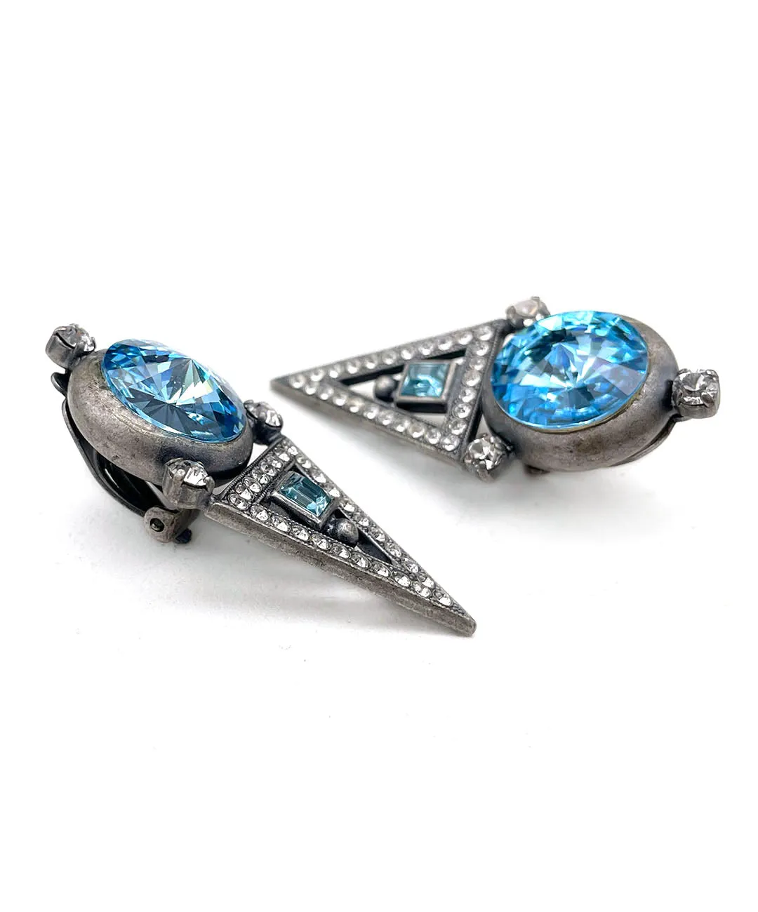 【ドイツ買付】ヴィンテージ SEIBOTH ブルー ビジュー イヤリング/Vintage SEIBOTH Blue Bijou Clip On Earrings