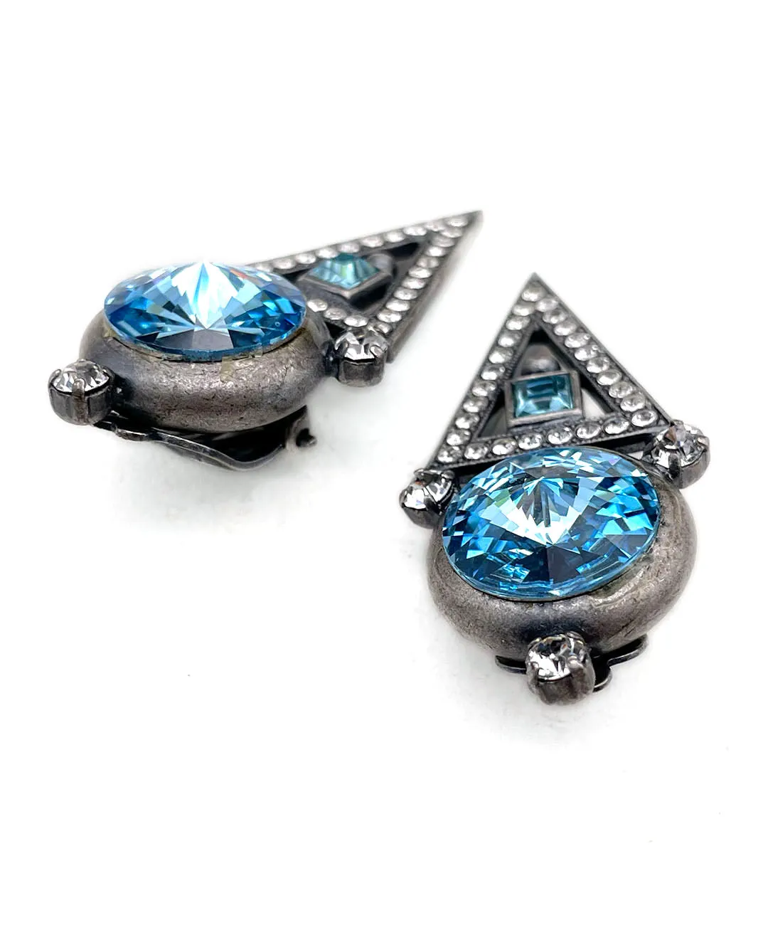 【ドイツ買付】ヴィンテージ SEIBOTH ブルー ビジュー イヤリング/Vintage SEIBOTH Blue Bijou Clip On Earrings