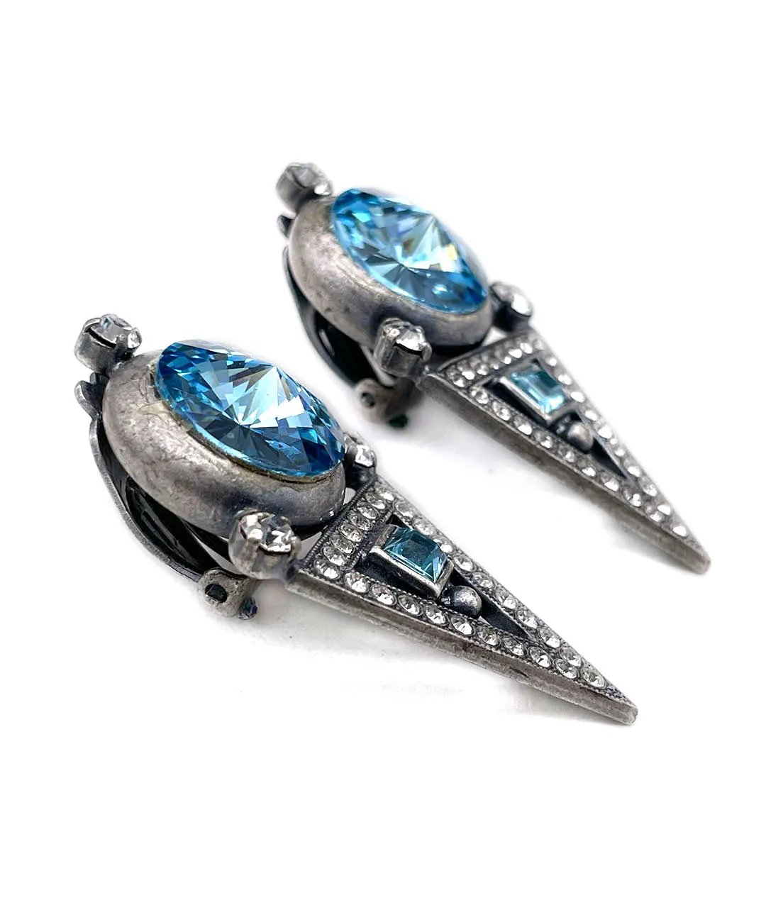 【ドイツ買付】ヴィンテージ SEIBOTH ブルー ビジュー イヤリング/Vintage SEIBOTH Blue Bijou Clip On Earrings