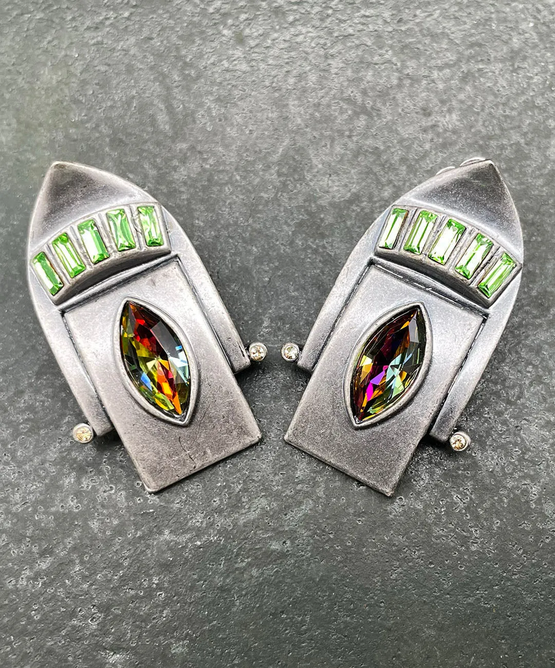 【ドイツ買付】ヴィンテージ SEIBOTH レインボー ガラス イヤリング/Vintage SEIBOTH Rainbow Glass Clip On Earrings