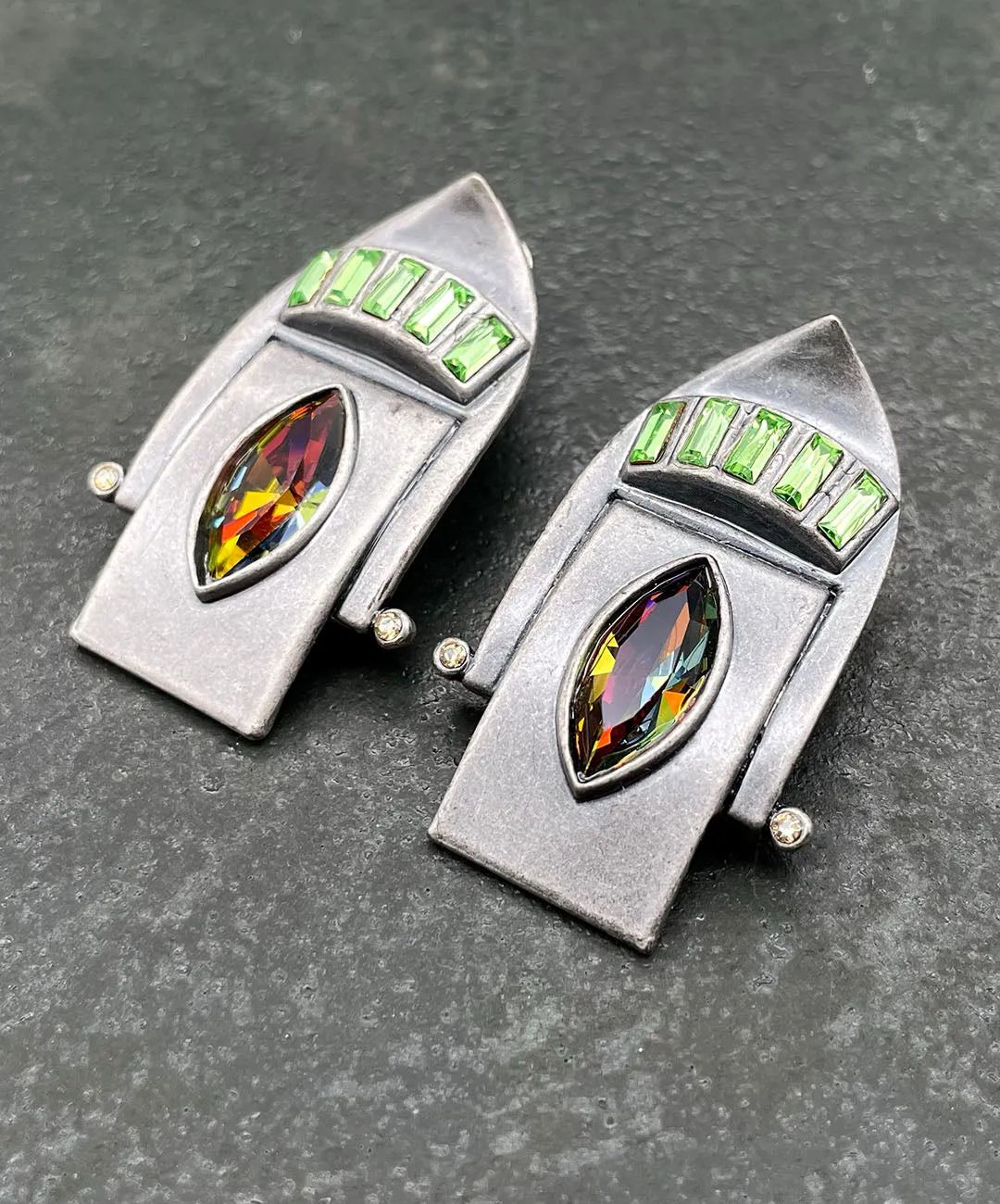 【ドイツ買付】ヴィンテージ SEIBOTH レインボー ガラス イヤリング/Vintage SEIBOTH Rainbow Glass Clip On Earrings