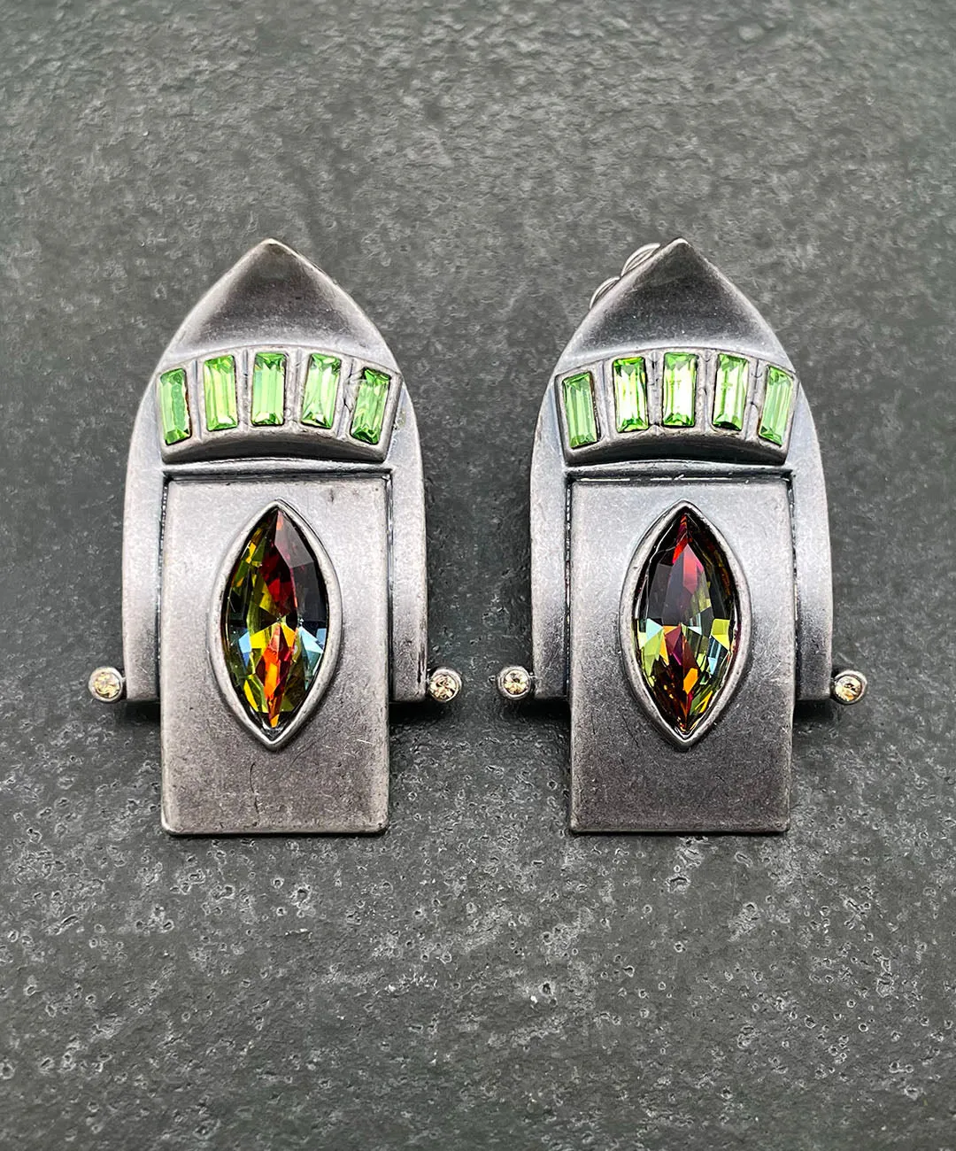 【ドイツ買付】ヴィンテージ SEIBOTH レインボー ガラス イヤリング/Vintage SEIBOTH Rainbow Glass Clip On Earrings