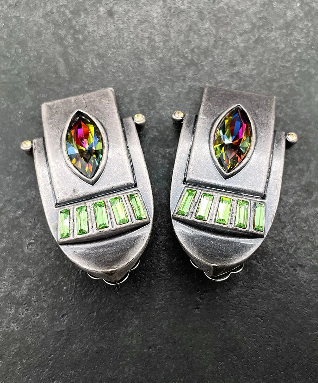 【ドイツ買付】ヴィンテージ SEIBOTH レインボー ガラス イヤリング/Vintage SEIBOTH Rainbow Glass Clip On Earrings