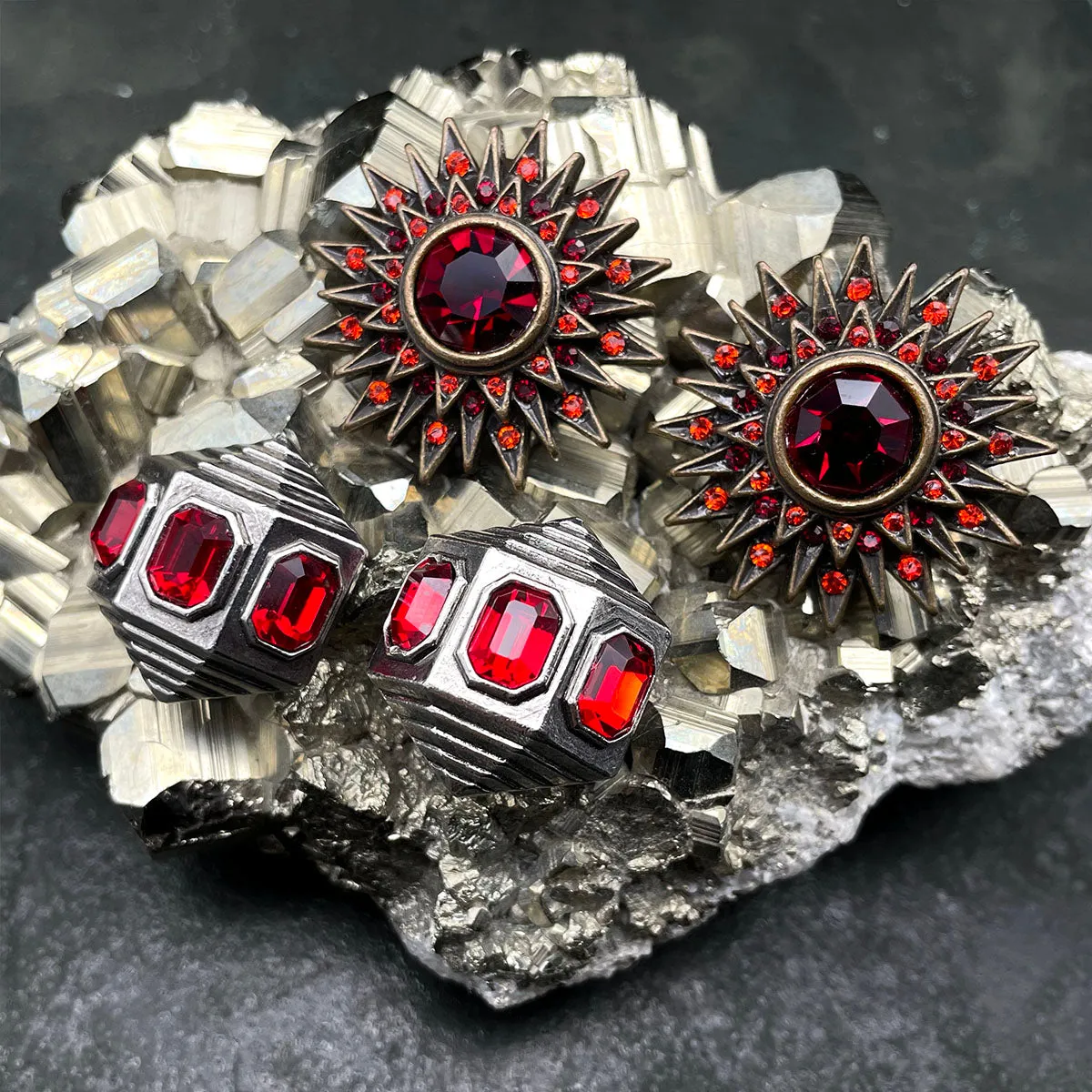 【ドイツ買付】ヴィンテージ SEIBOTH レッド ビジュー イヤリング/Vintage SEIBOTH Red Bijou Clip On Earrings