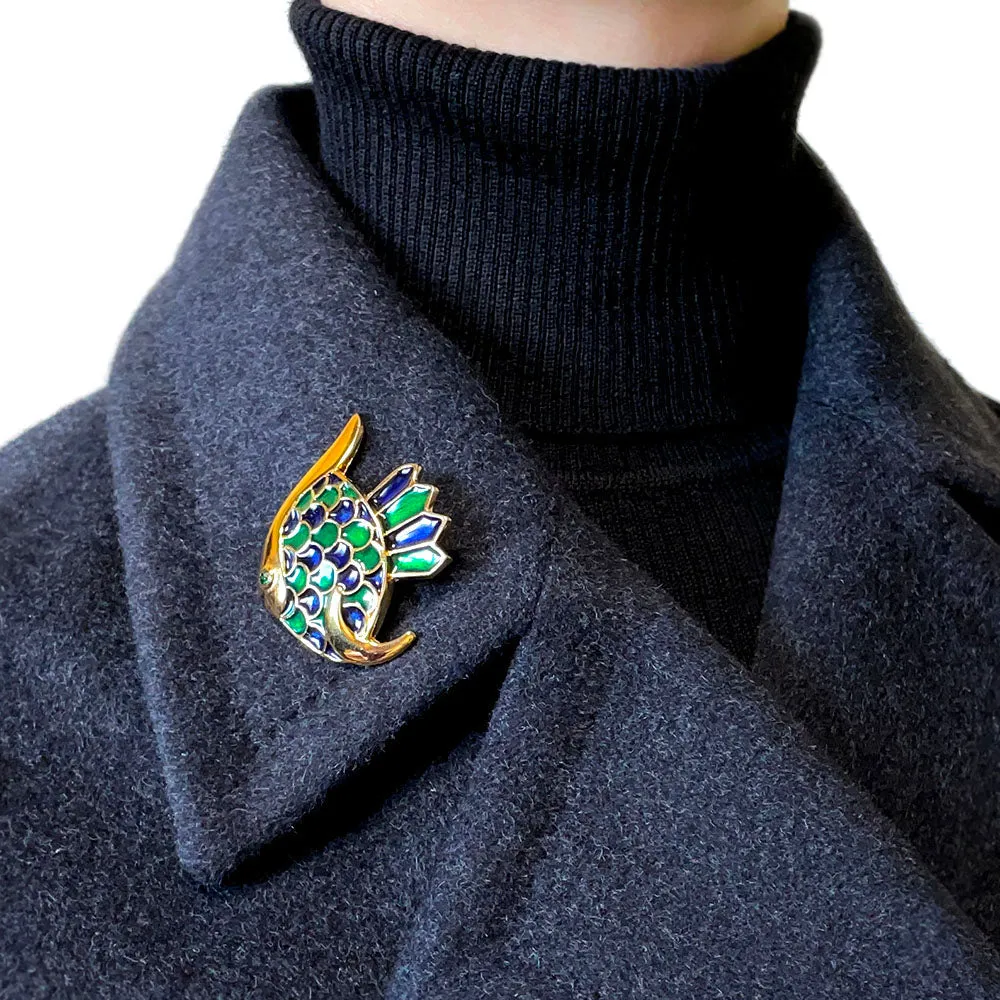 【フランス輸入】 ヴィンテージ SPHINX エナメル フィッシュ ブローチ/Vintage SPHINX Enamel Fish Brooch