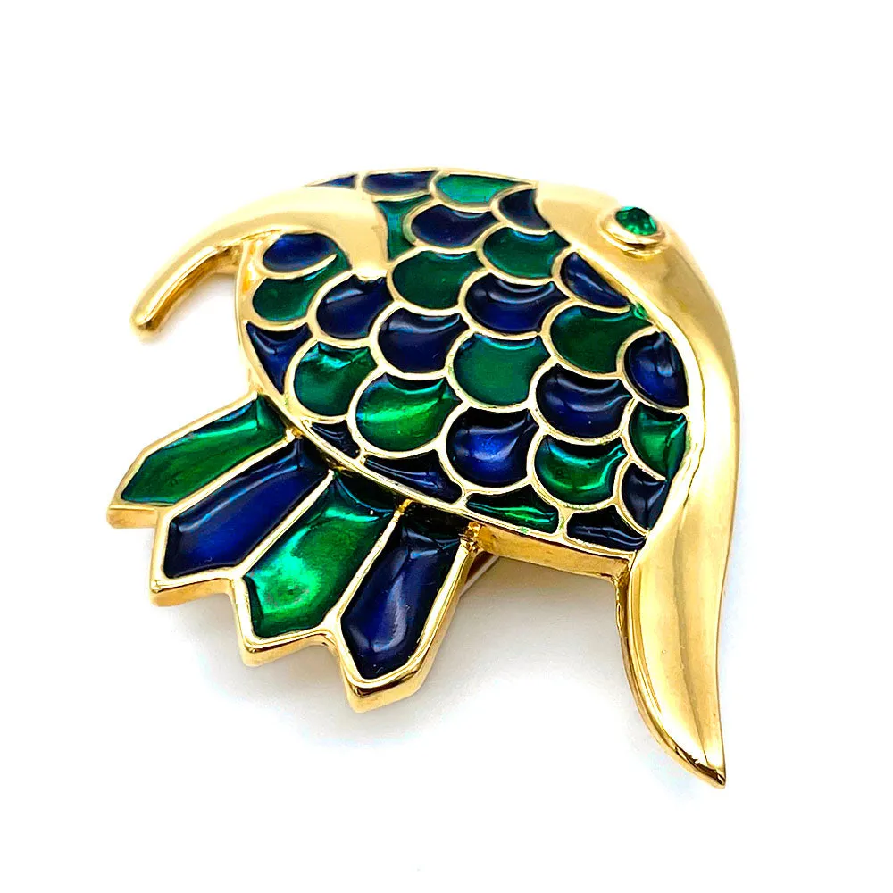 【フランス輸入】 ヴィンテージ SPHINX エナメル フィッシュ ブローチ/Vintage SPHINX Enamel Fish Brooch