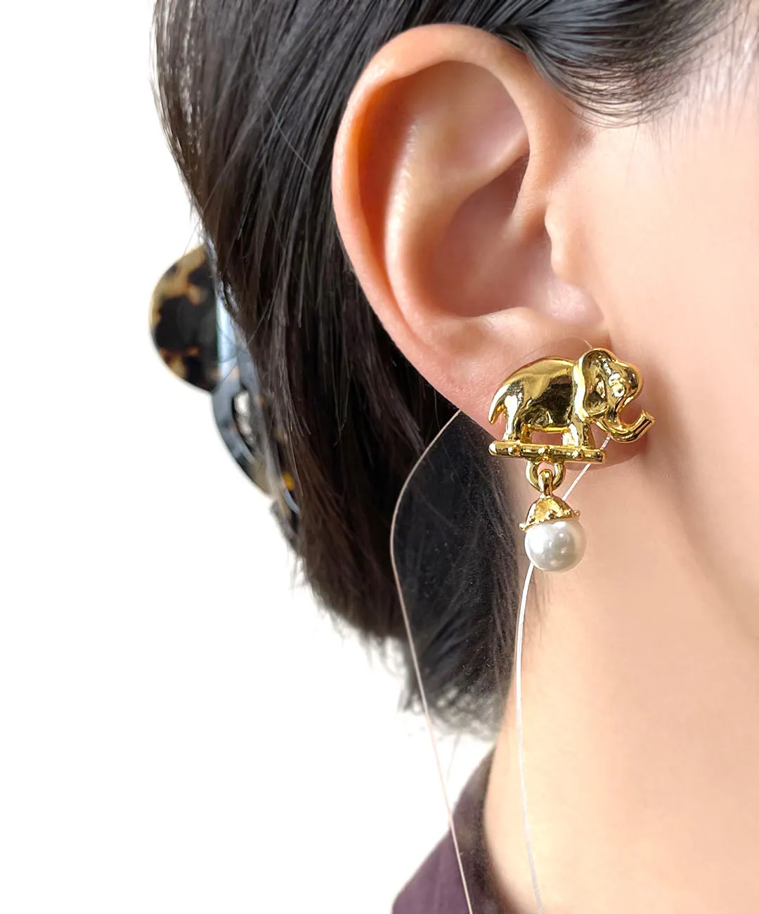 【フランス輸入】ヴィンテージ SPHINX for CAURA エレファント ピアス/Vintage SPHINX for CAURA Elephants Post Earrings