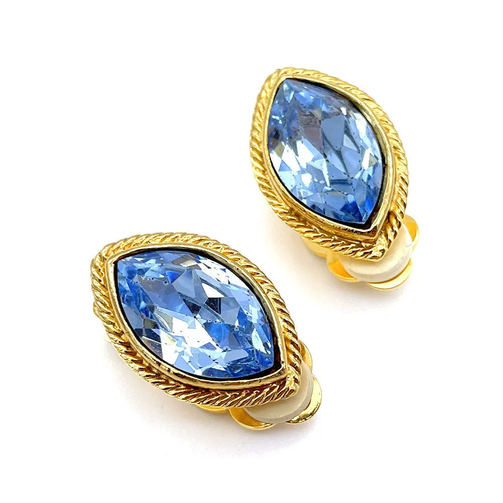 【フランス輸入】ヴィンテージ SPHINX アクアブルー ビジュー イヤリング/Vintage SPHINX Aqua Blue Bijou Clip On Earrings