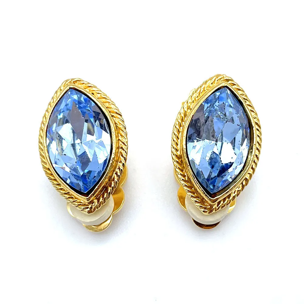 【フランス輸入】ヴィンテージ SPHINX アクアブルー ビジュー イヤリング/Vintage SPHINX Aqua Blue Bijou Clip On Earrings