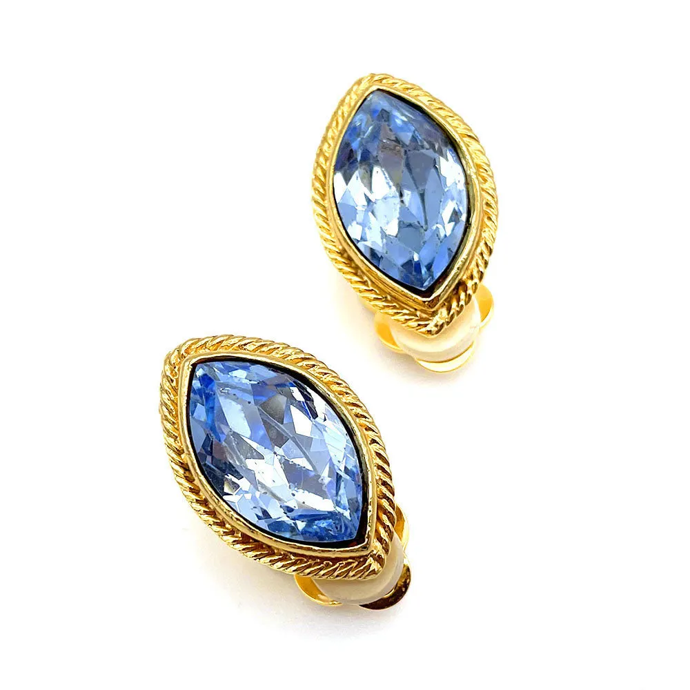 【フランス輸入】ヴィンテージ SPHINX アクアブルー ビジュー イヤリング/Vintage SPHINX Aqua Blue Bijou Clip On Earrings