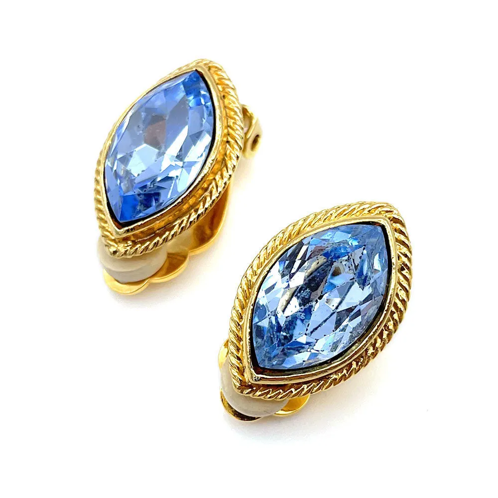 【フランス輸入】ヴィンテージ SPHINX アクアブルー ビジュー イヤリング/Vintage SPHINX Aqua Blue Bijou Clip On Earrings