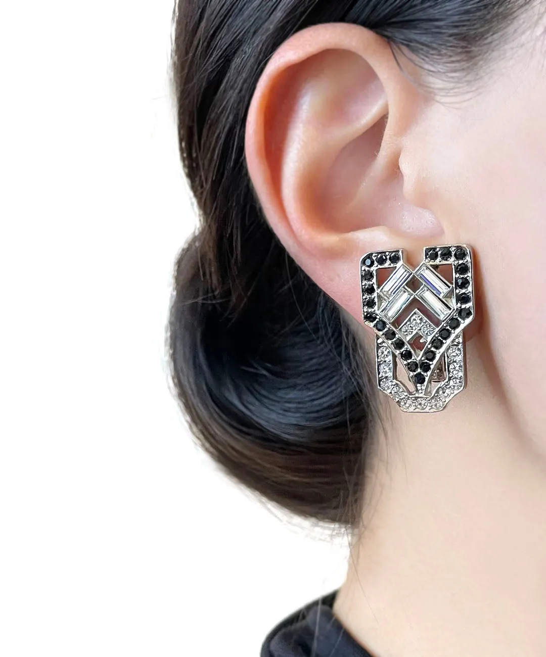 【フランス輸入】ヴィンテージ SPHINX アールデコ ビジュー イヤリング/Vintage SPHINX Art Deco Bijou Clip On Earrings