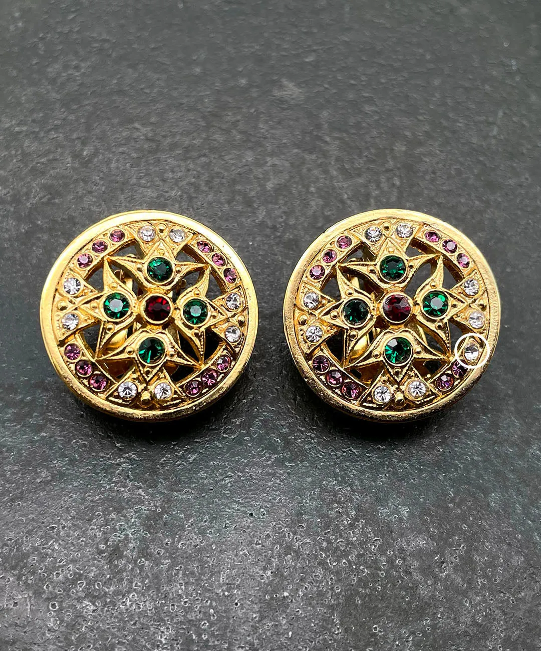 【フランス輸入】ヴィンテージ SPHINX オープンワーク ビジュー イヤリング/Vintage SPHINX Openwork Bijou Clip On Earrings