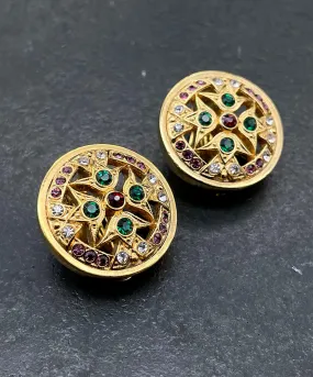 【フランス輸入】ヴィンテージ SPHINX オープンワーク ビジュー イヤリング/Vintage SPHINX Openwork Bijou Clip On Earrings