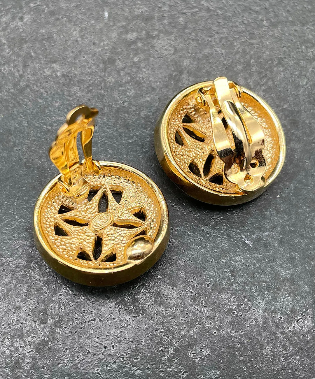 【フランス輸入】ヴィンテージ SPHINX オープンワーク ビジュー イヤリング/Vintage SPHINX Openwork Bijou Clip On Earrings