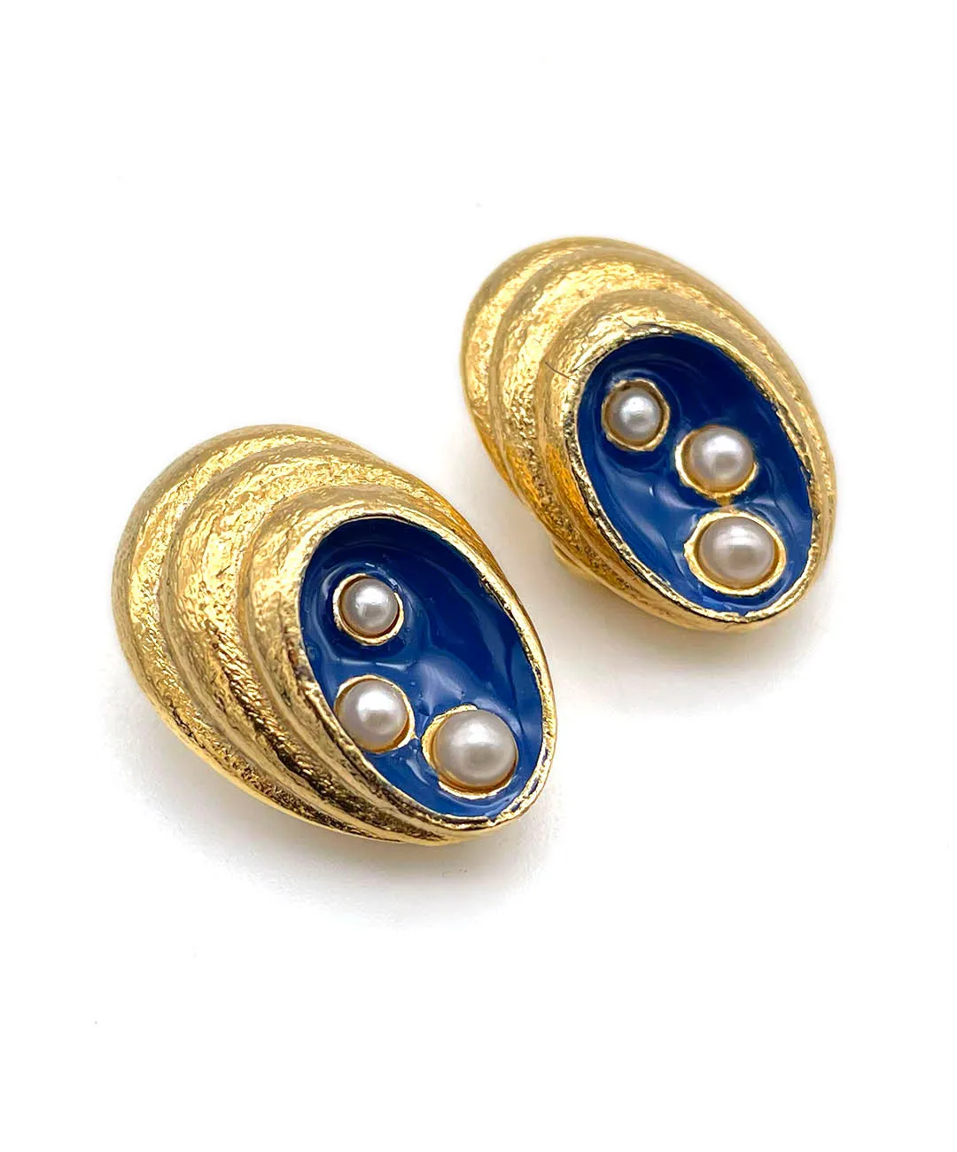 【フランス輸入】ヴィンテージ SPHINX シェル パール イヤリング/Vintage SPHINX Shell Pearl Clip On Earrings