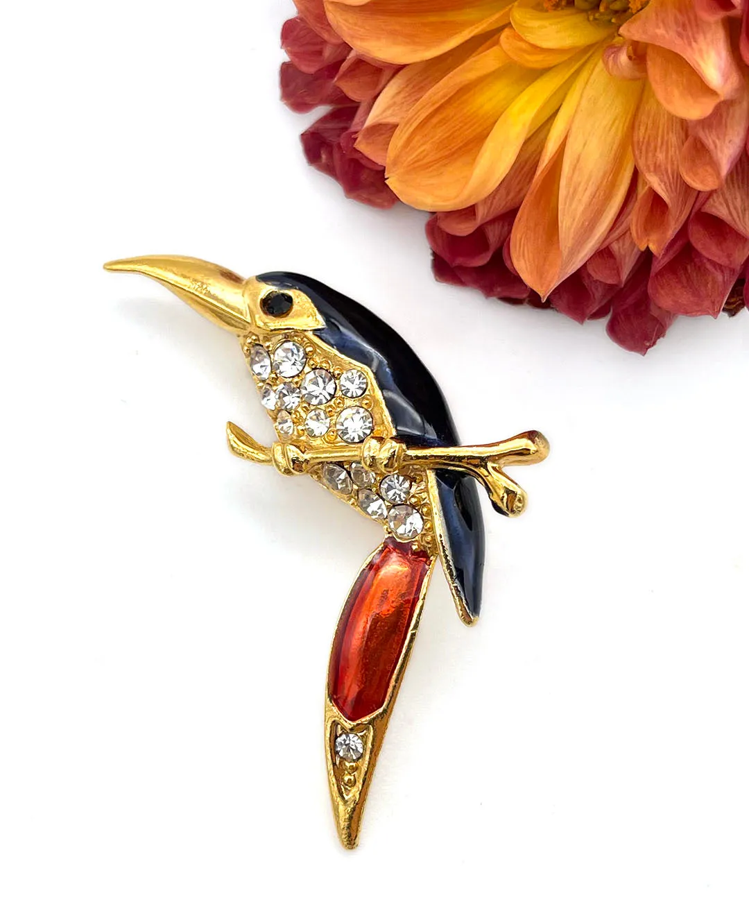 【フランス輸入】ヴィンテージ SPHINX バード エナメル ビジュー ブローチ/Vintage SPHINX Bird Enamel Bijou Brooch