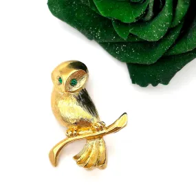 【フランス輸入】ヴィンテージ SPHINX フクロウ エメラルド ブローチ/Vintage SPHINX Owl Emerald Brooch