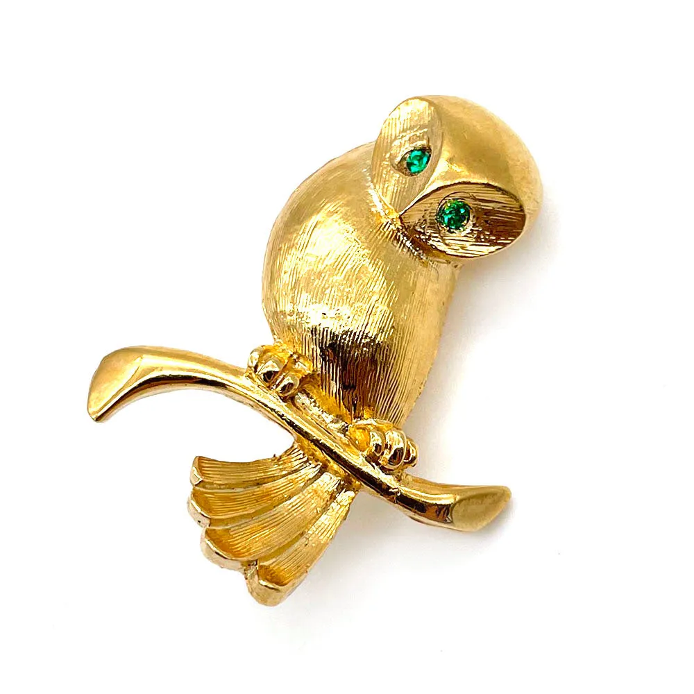 【フランス輸入】ヴィンテージ SPHINX フクロウ エメラルド ブローチ/Vintage SPHINX Owl Emerald Brooch