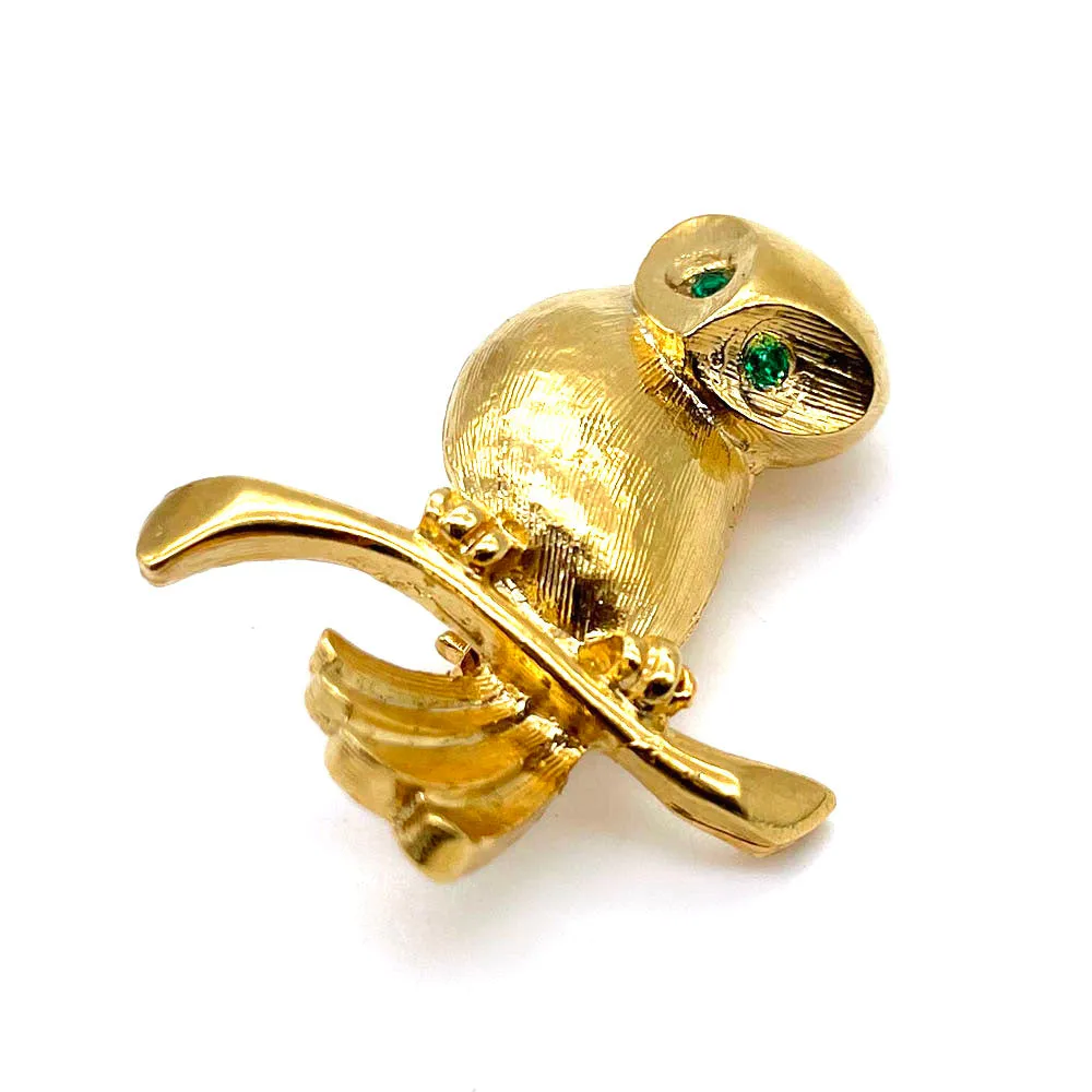 【フランス輸入】ヴィンテージ SPHINX フクロウ エメラルド ブローチ/Vintage SPHINX Owl Emerald Brooch